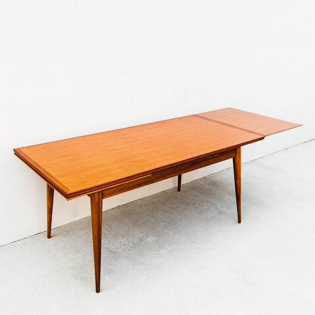 Restored 1950s French Mid Century Modern Mahogany Extension Dining Table For Sale - Image 14 of 15