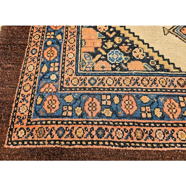Antique Persian Serab Area Rug, Hand-Knotted Wool, Geometric Medallion Pattern, Camel Hair & Brown, 4x5 For Sale - Image 18 of 18
