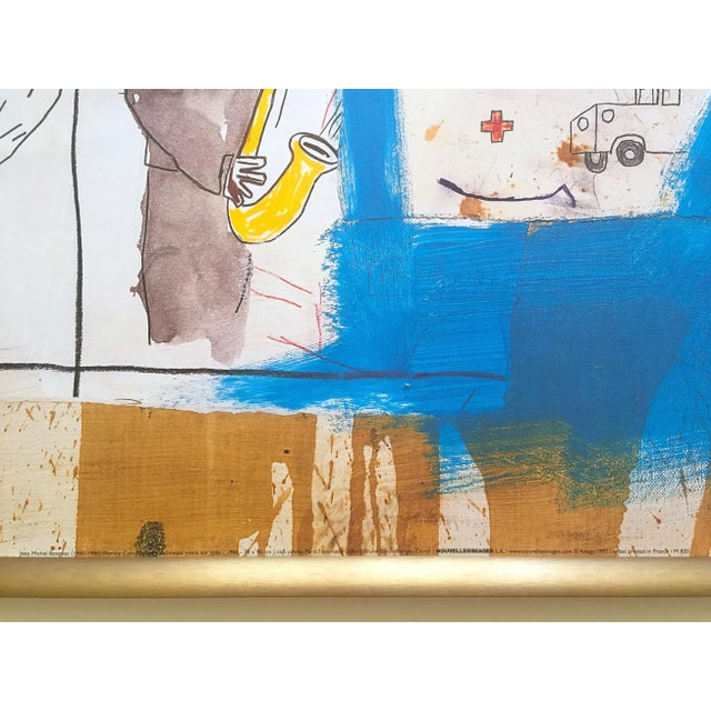 Royal Blue Jean Michel Basquiat Vintage 1997 Framed Fine Art Lithograph Print " Worthy Constituents " 1986 For Sale - Image 8 of 13