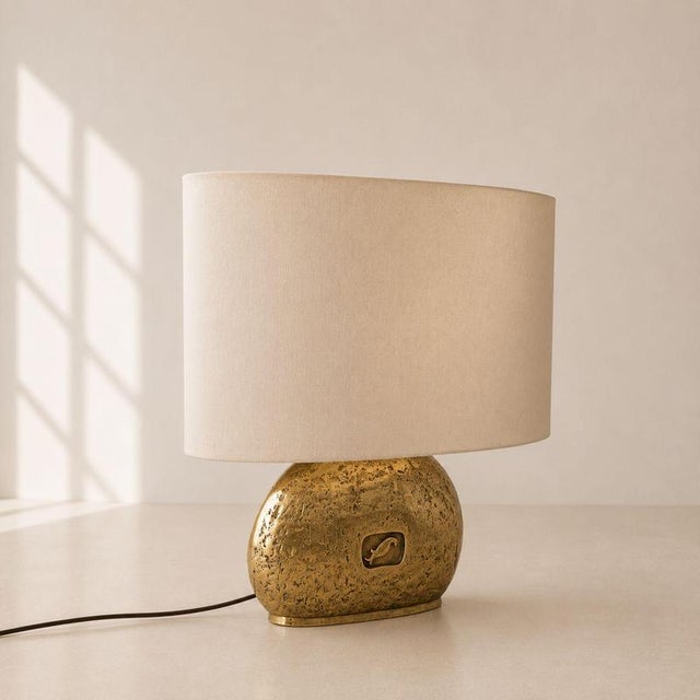 Metal Large Italian Lamp in Cast Brass, 1970s For Sale - Image 7 of 9