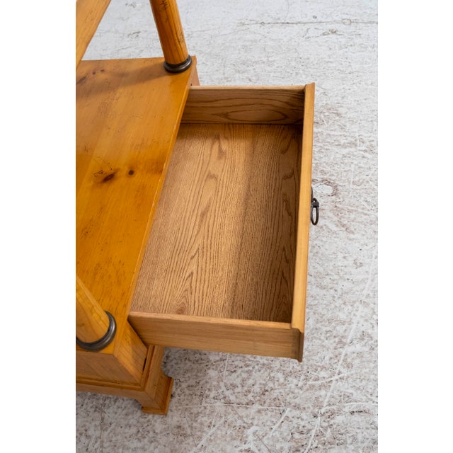 1990s Baker Milling Road Tavertine Top Pine Nightstand For Sale - Image 5 of 15