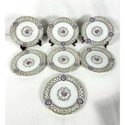 This Set of Seven Bread and Butter Plates of the Haviland "Louveciennes" Limoges Pattern measure 0.5" H x 6 3/8" in...