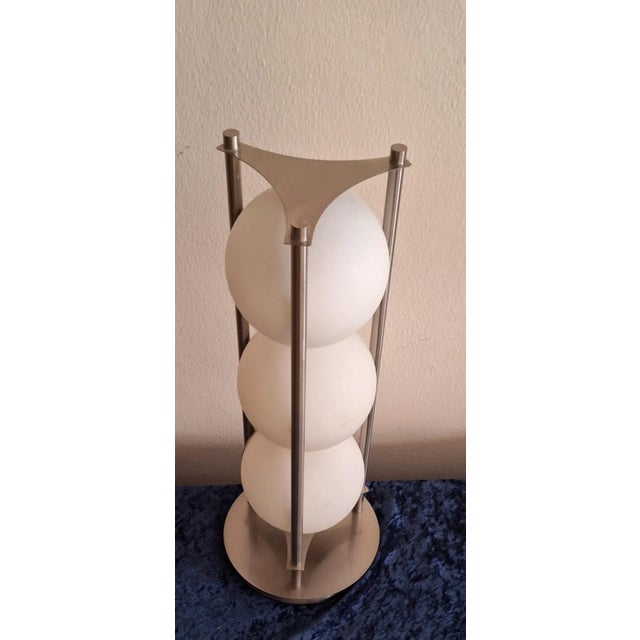 Vintage Metal Table Lamp with White Glass Shades from Cima, 2000s For Sale - Image 4 of 8