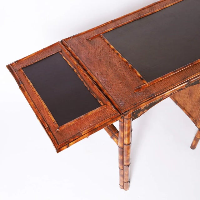 Burnt Umber English Bamboo Desk or Writing Table For Sale - Image 8 of 10