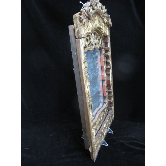 Antique Chinese Carved Lotus Flower Gilt Wood Wall Hanging Mirror For Sale - Image 11 of 13