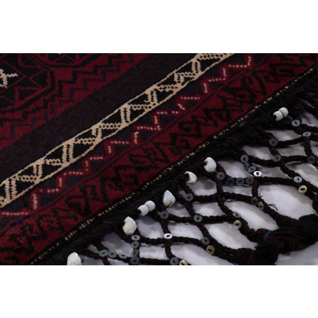 1910s Antique Balisht Tribal Textile With Red and Black Geometric Patterns - Rug & Kilim For Sale - Image 5 of 8