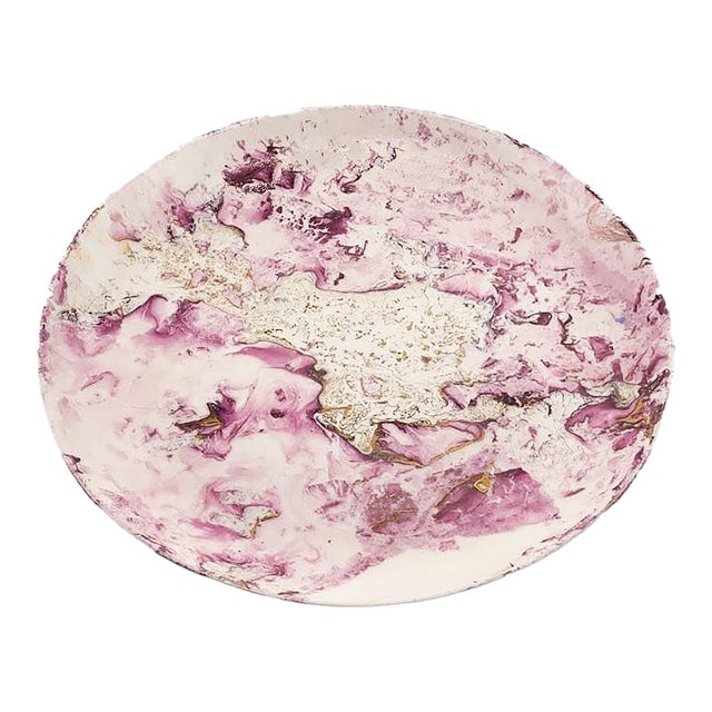 Mid Century Sascha Brastoff Surf Ballet Dinner Plate - Pink & Gold For Sale