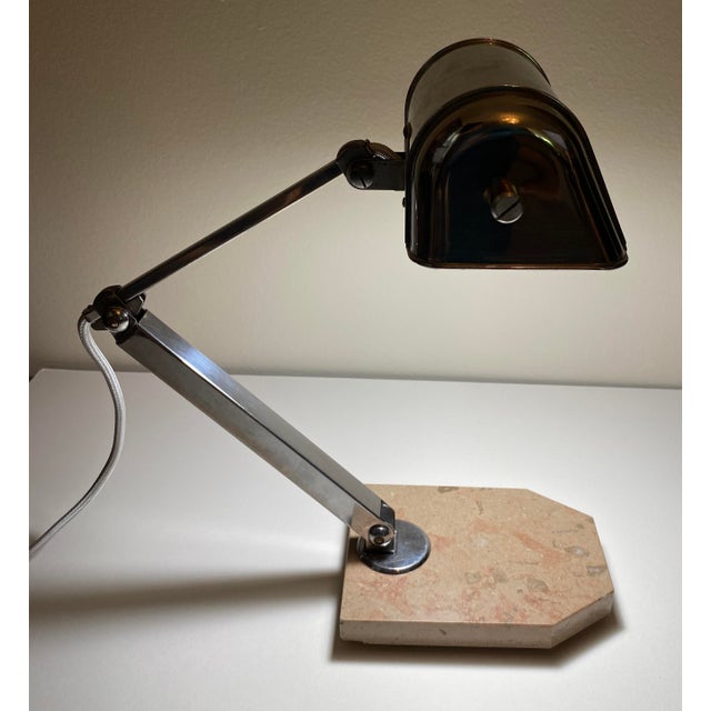 Mid 20th Century Vintage Chrome Articulated Desk Lamp With Stone Base For Sale - Image 5 of 5