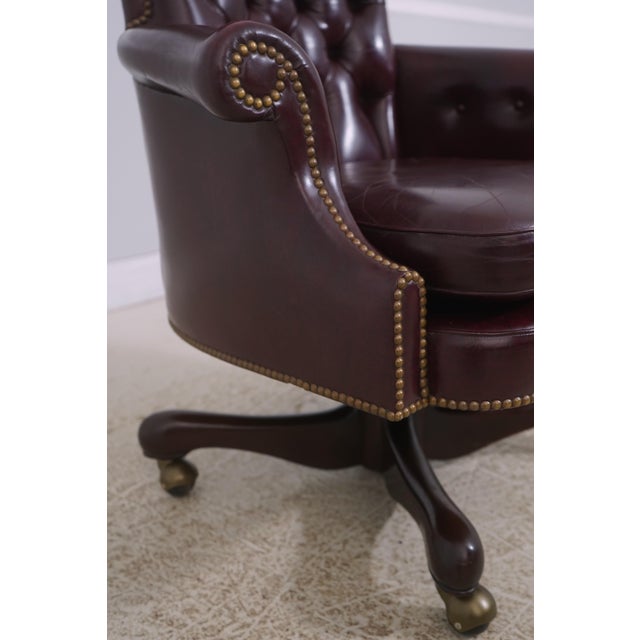 Kittinger Burgundy Tufted Leather Executive Desk Chair For Sale - Image 9 of 18