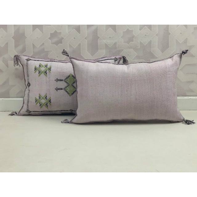 Purple Handmade Cactus Silk Pillow Covers - a Pair For Sale - Image 4 of 12