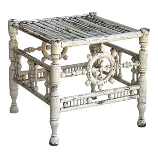 Antique Coastal Style Stick and Ball Stool For Sale