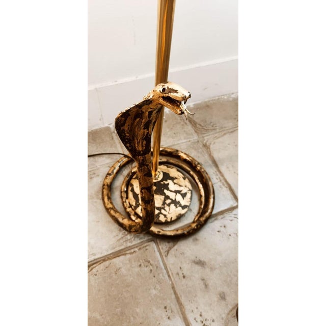 Baroque Brass Palm Floor Lamp with Cobra For Sale - Image 3 of 18