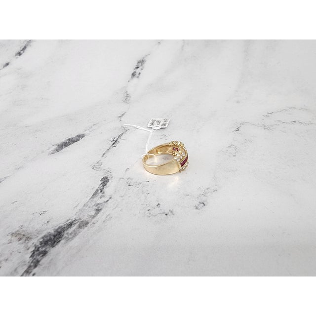 Ruby Diamond Wedding Band 1.55cttw 14K Yellow Gold, Size 6.5 For Sale - Image 4 of 5