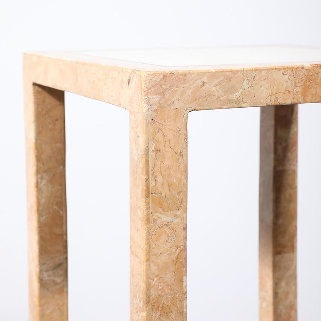Mid-Century Tessellated Muted Rose & Off White Stone Pedestal by Maitland Smith For Sale - Image 10 of 18