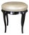 Barbara Barry for Baker Round Vanity Stool With Leather Upholstery and Sculpted Wood Base For Sale