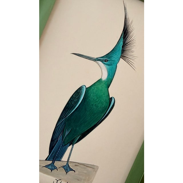 Hand-painted by master artists using acrylic paints and natural pigments, this beautifully detailed crested bird features...