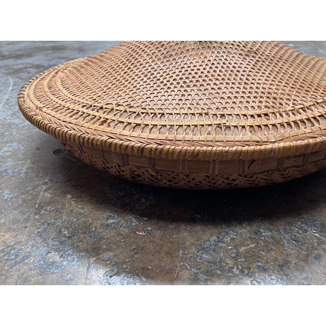 Late 20th Century Handwoven Wicker Lidded Basket, Vintage For Sale - Image 5 of 12