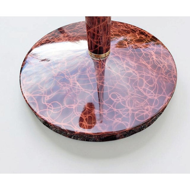 Mid-Century Italian Lacquered Goatskin & Brass Adjustable Torchiere Floor Lamp, 1950s For Sale - Image 9 of 18