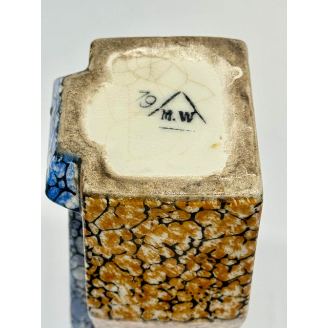 Ceramic Vase - Vintage Antique La Majolica Art Deco Marbled Ceramic Marked 8.5"Hx3.5"W For Sale - Image 7 of 7