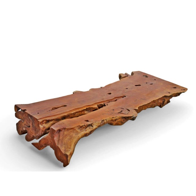 Wood Organic Modern One Slab Lychee Burl Coffee Table For Sale - Image 7 of 12