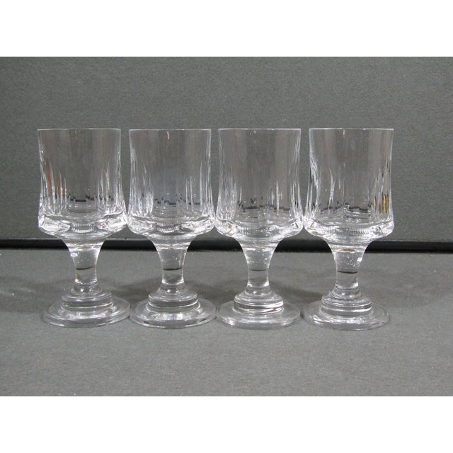 Mid-Century European-Style Cut Crystal Cordial Glasses — Set of 4 For Sale - Image 4 of 9