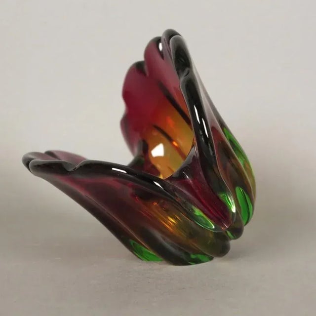 Green Vintage Red and Green Murano Glass Bowl For Sale - Image 8 of 15