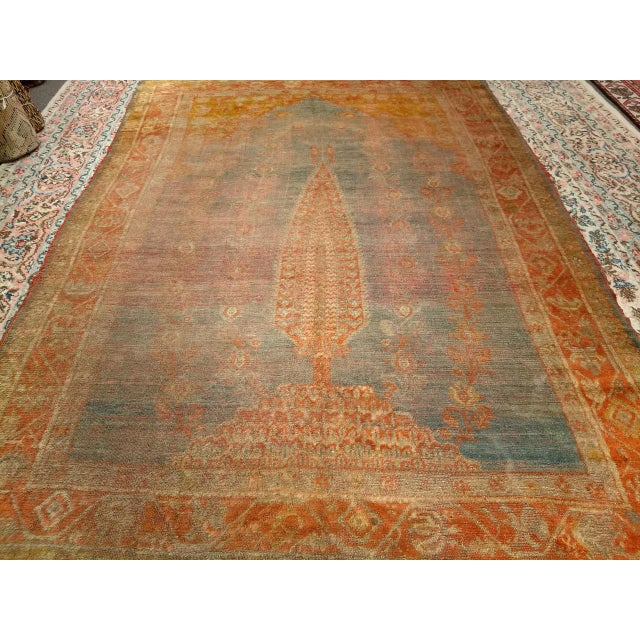 19th Century Turkish Oushak Rug, Tree of Life Design, Aqua Blue, 7' x 10' For Sale - Image 12 of 13