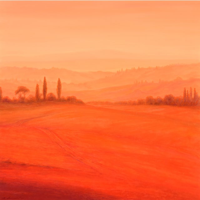 Hermann Dieste, Hermann Dieste, großes rotes Gemälde "Toskana", vormals "Hof Galerie" (Sylt), Oil on Canvas For Sale - Image 11 of 11
