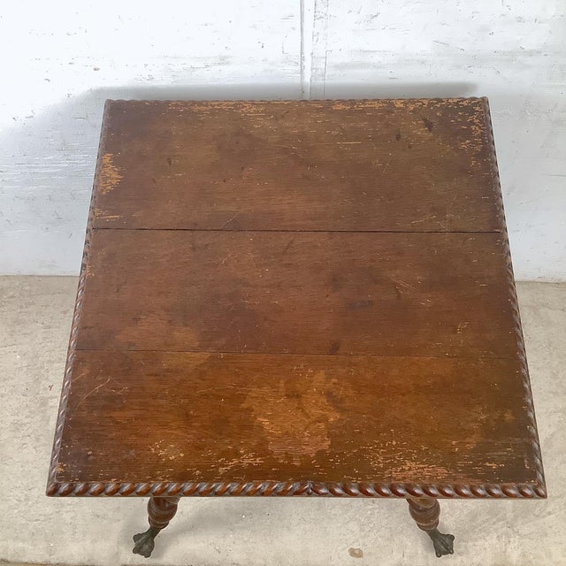 Traditional Antique Wooden Accent Table With Ball-and-Claw Feet For Sale - Image 3 of 18