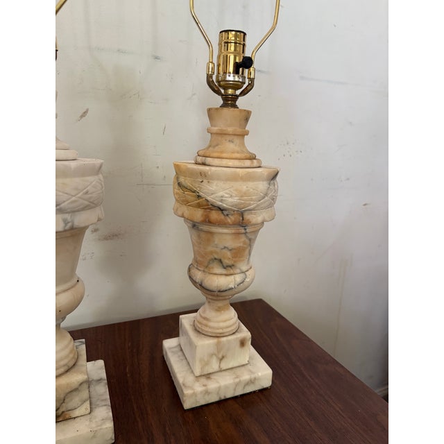 Vintage Marble Table Lamps a Pair For Sale - Image 11 of 12