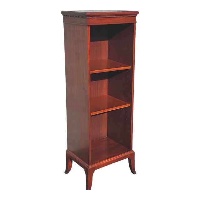 Mid-Century Chippendale Solid Independance Mahogany Narrow Bookcase For Sale