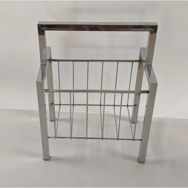 1970s Milo Baughman Chrome Magazine Rack Holder For Sale In Miami - Image 6 of 6