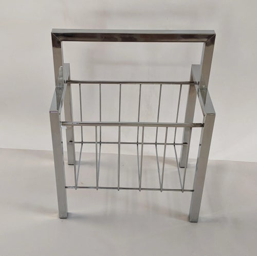 1970s Milo Baughman Chrome Magazine Rack Holder
