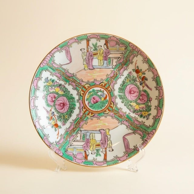 Mid 20th Century Vintage Chinese Rose Medallion Plate-Famille Rose-Qianlong Mark Charger-Asian For Sale - Image 5 of 11