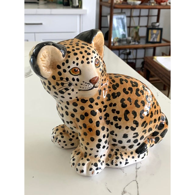 Vintage Ceramic Leopard Cub | Chairish