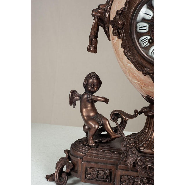 Classical Italian Mantel Clock and Candelabra Set For Sale - Image 4 of 5