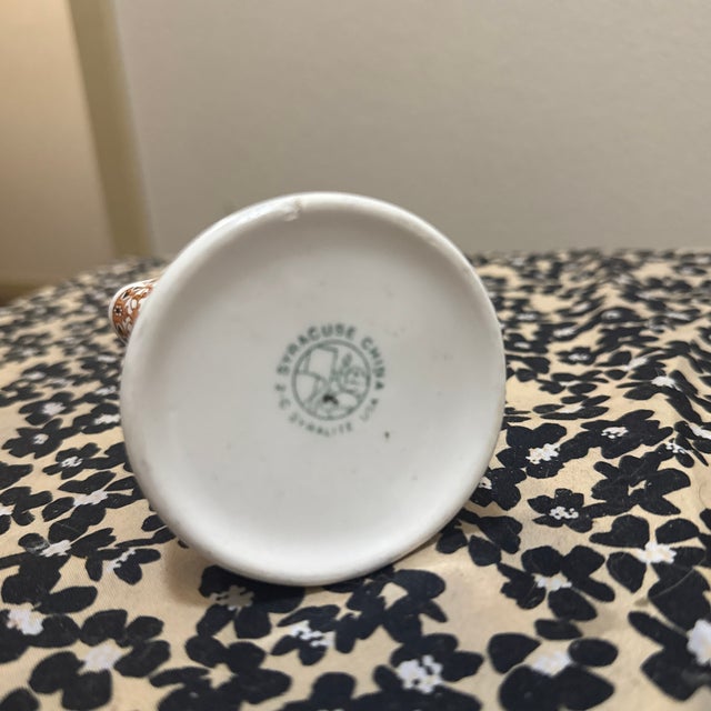 Vintage Mid-Century Porcelain Creamer With Ornate Brown and Gold Floral Band For Sale - Image 4 of 5