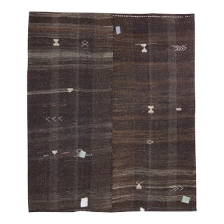 1960s Vintage Dark Brown Handwoven KIlim For Sale