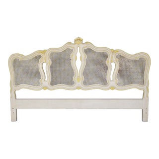 Louis XV Paint Decorated Cane Back Headboard For Sale