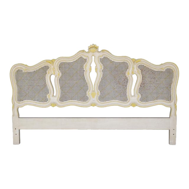 Louis XV Paint Decorated Cane Back Headboard For Sale