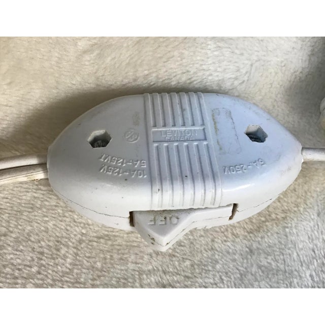 White 1970s Mid Century Modern Accent Floor/Table Lamp Teak Base Pearl Frosted Acrylic Shade For Sale - Image 8 of 12