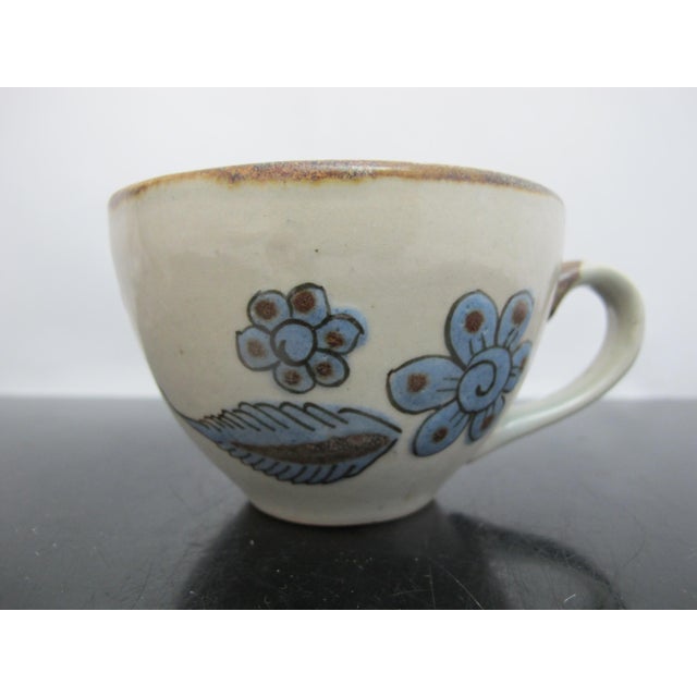Ceramic Ken Edwards El Palomar Blue Bird Tonala Mexico Folk Art Coffee Tea Cup & Saucer For Sale - Image 7 of 11