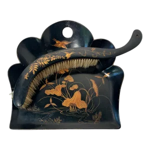 19th C Victorian Papier-MachâÂ© Silent Butler or Crumb Brush