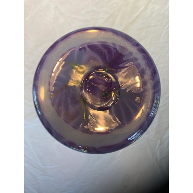 Cornflower Blue 1980s Zellique Studios Signed Tall Vase For Sale - Image 8 of 12