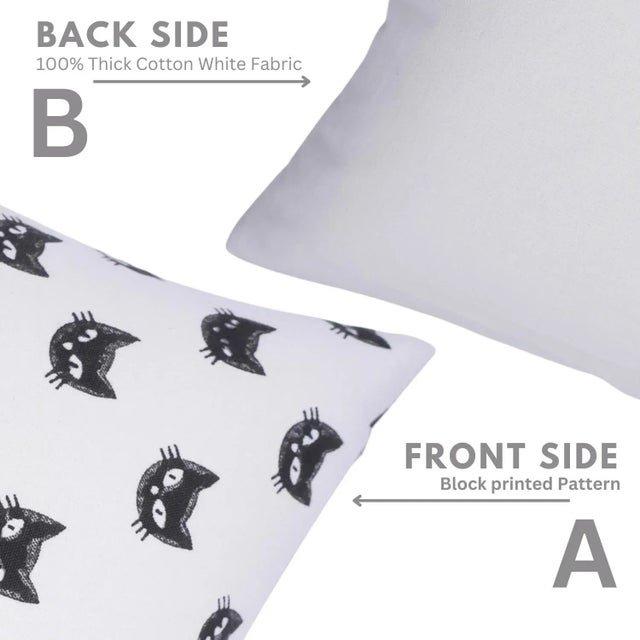 Not Yet Made - Made To Order Fabdivine Black Cat Halloween Pillow Cover Handmade Cotton Decorative Cushion for Sofa & Living Room Size-18x18- Kitty For Sale - Image 5 of 5