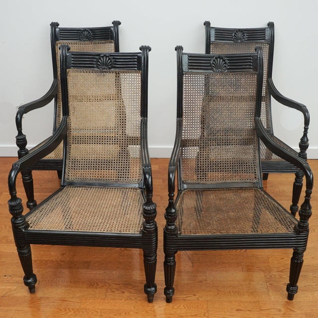 Wood Early 19th Century Ebony Carved Grandfather Shell Mark Chair For Sale - Image 7 of 17
