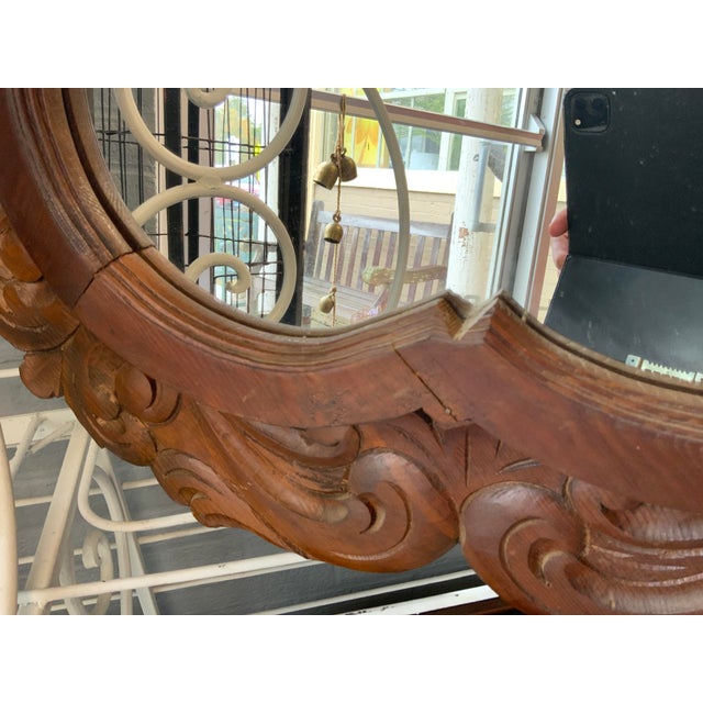 20th Century Mexican Handcrafted Carved Oak Mirror For Sale - Image 11 of 12