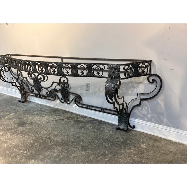 Early 20th Century Art Deco Ornate Wrought Iron Console Table For Sale In Houston - Image 6 of 7