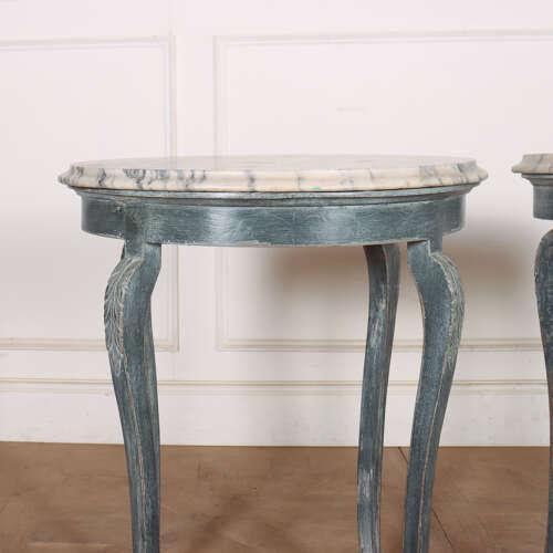 French Marble Topped Lamp Tables, 1890s, Set of 2 For Sale - Image 6 of 11