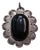 Vintage Taxco Mexico Sterling Silver Black Onyx Flower Pendant For Sale